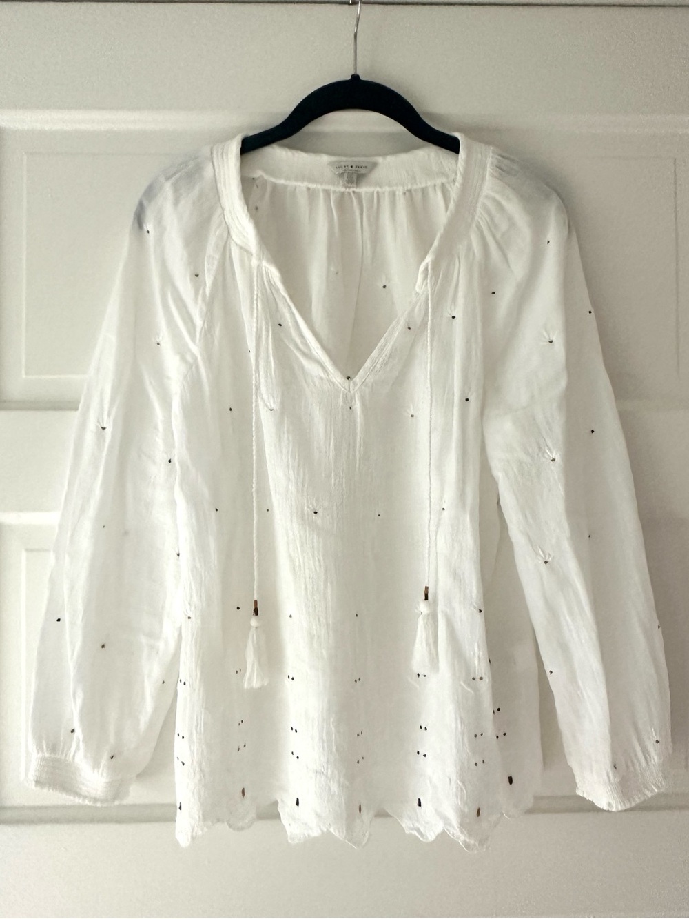 Lucky Brand gauze embroidered top
